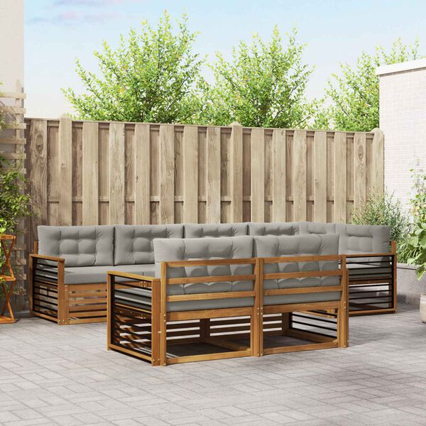 vidaXL Z&aacute;hradn&aacute; s&uacute;prava gaučov s vank&uacute;&scaron;om 7 pcs Pr&iacute;rodn&aacute; a svetlosiv&aacute;