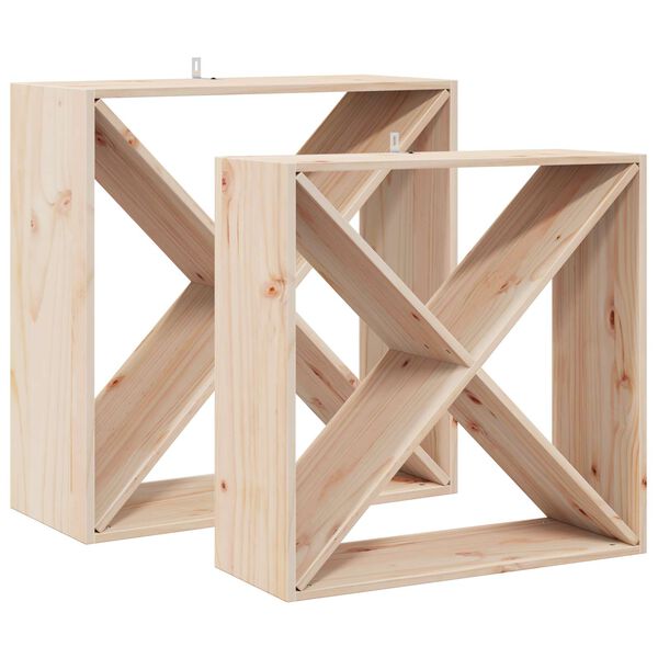 vidaXL Reg&aacute;l na v&iacute;no 2 pcs Pr&iacute;rodn&aacute; 62 x 25 x 62 cm