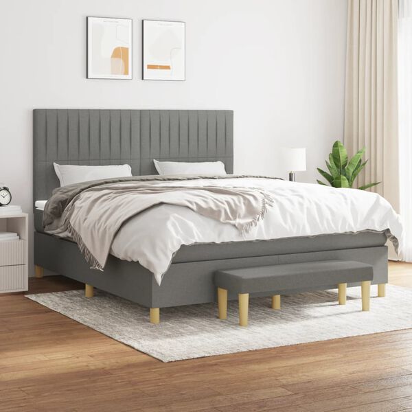 vidaXL Boxspring posteľ s matracom tmavosiv&aacute; 160x200 cm l&aacute;tka
