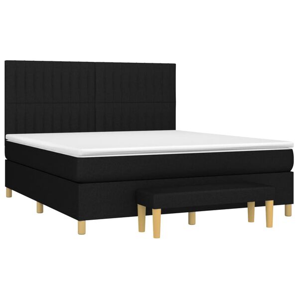 vidaXL Posteľn&yacute; r&aacute;m boxspring s matracom čierny 180x200 cm l&aacute;tka