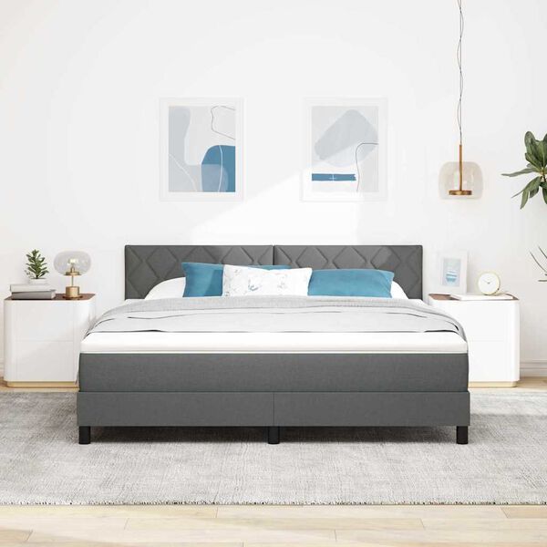 vidaXL Posteľ boxspring s matracom Tmavo &scaron;ed&aacute; 180 x 200 cm l&aacute;tka
