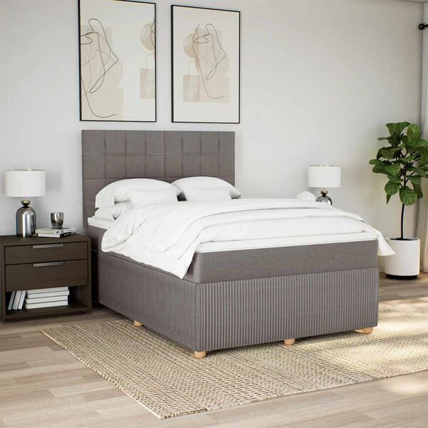 vidaXL Posteľn&yacute; r&aacute;m boxspring s matracom sivohned 140x200 cm l&aacute;tka