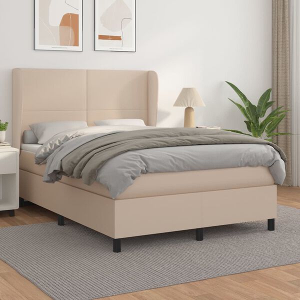 vidaXL Boxspring posteľ s matracom kapučínová 140x190 cm umelá koža