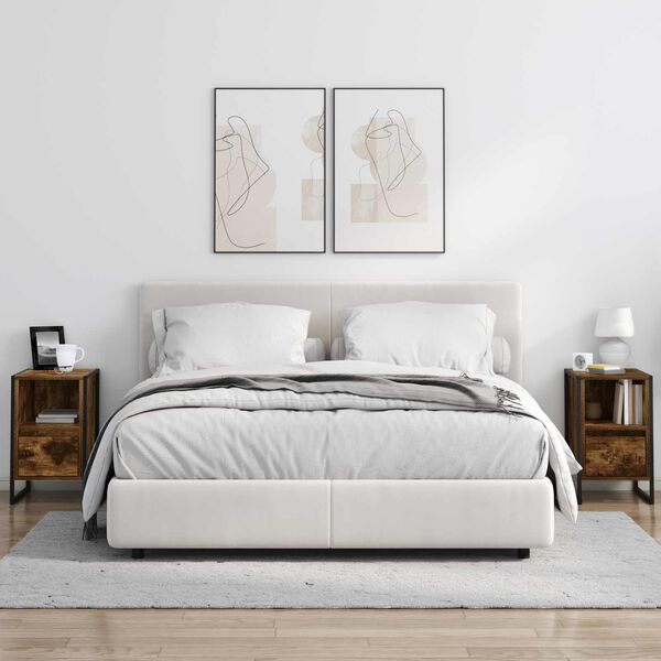 vidaXL Nočn&yacute; stol&iacute;k Dymov&aacute; dub 39,5 x 30 x 50 cm Kompozitn&eacute; drevo