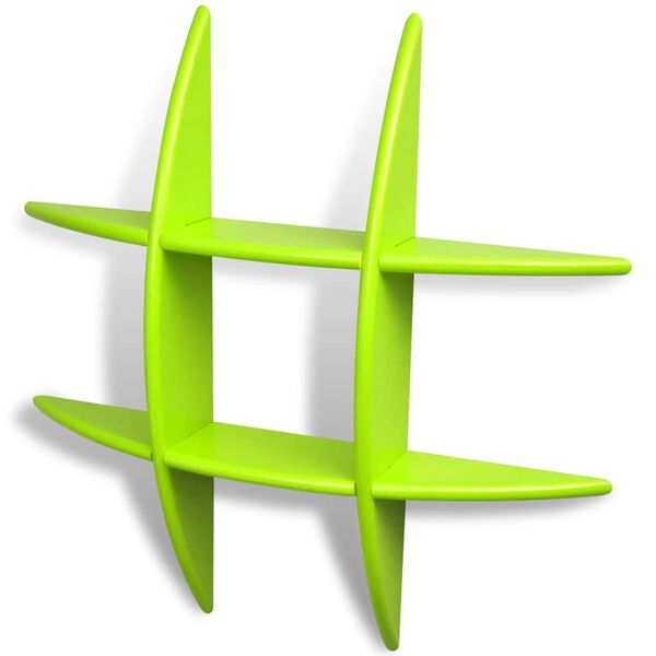 Zelená nástenná polička z MDF na uskladnenie kníh/DVD