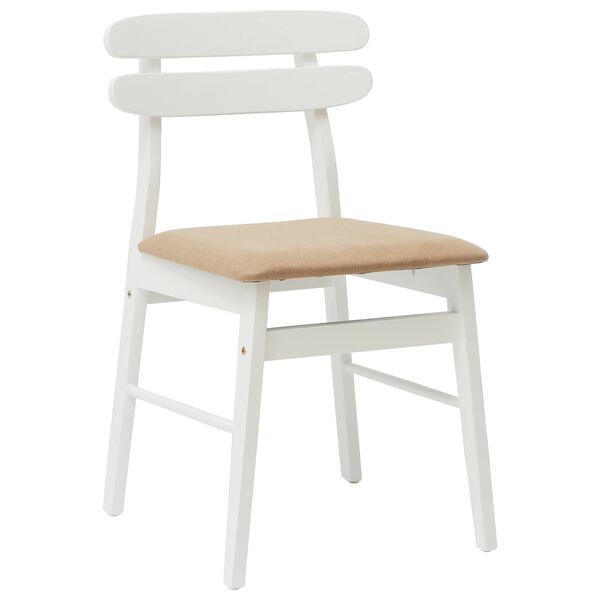 vidaXL Jed&aacute;lensk&aacute; stolička 2 pcs Biela a hned&aacute; Mas&iacute;vne kaučukov&eacute; drevo