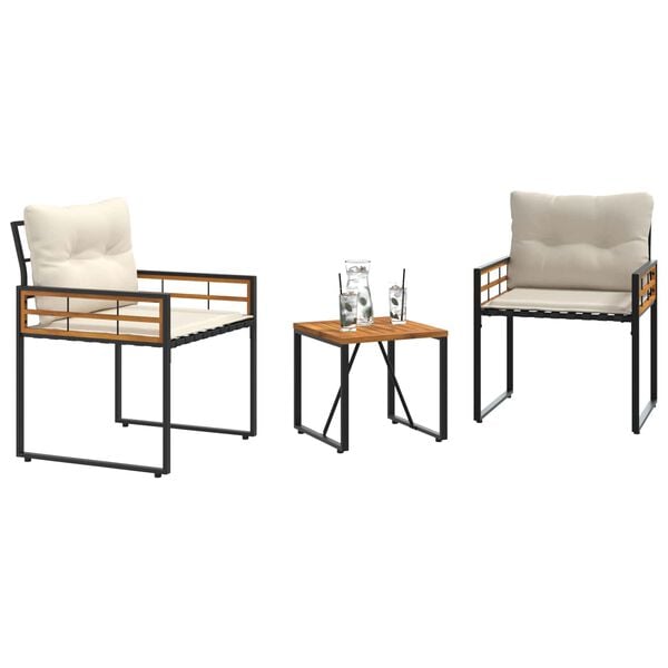 vidaXL Záhradný nábytok s vankúšom 3 pcs Krémová