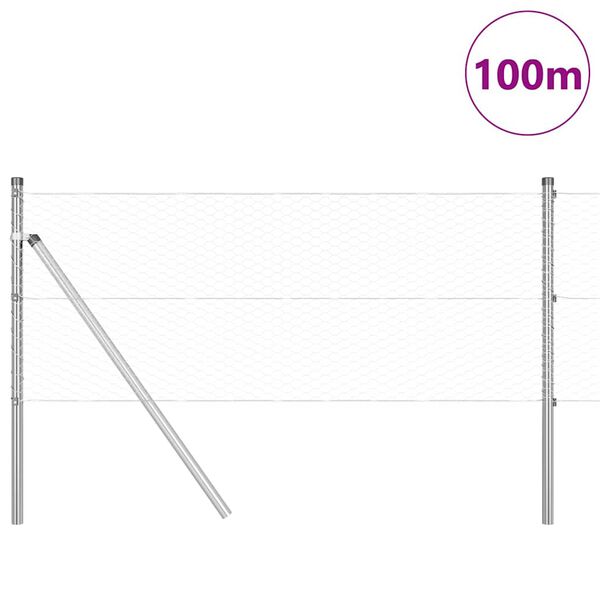 vidaXL Stĺp na plot. Strieborn&aacute; 100 x 0,6 m (25 mm mriežka) Oceľ