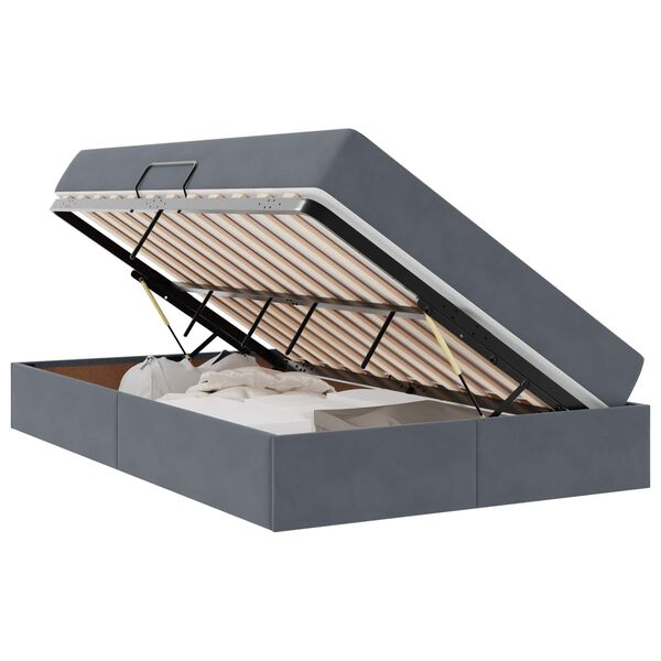 vidaXL Postel s &uacute;ložn&yacute;m prostorem a matrac&iacute; Tmavo &scaron;ed&aacute; 120 x 200 cm