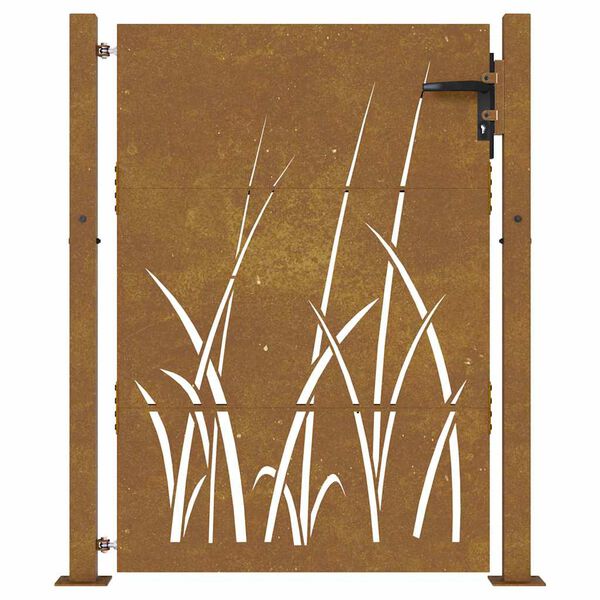 vidaXL Z&aacute;hradn&aacute; br&aacute;na 100x150 cm, oceľ Corten, dizajn s tr&aacute;vou