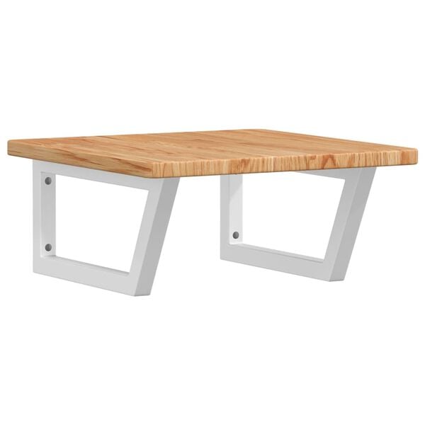 vidaXL Polica pod umývadlo, nástenná, oceľ a dubový masív