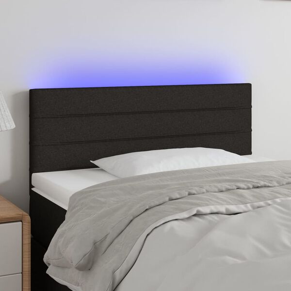 vidaXL Čelo postele s LED čierne 100x5x78/88 cm l&aacute;tka