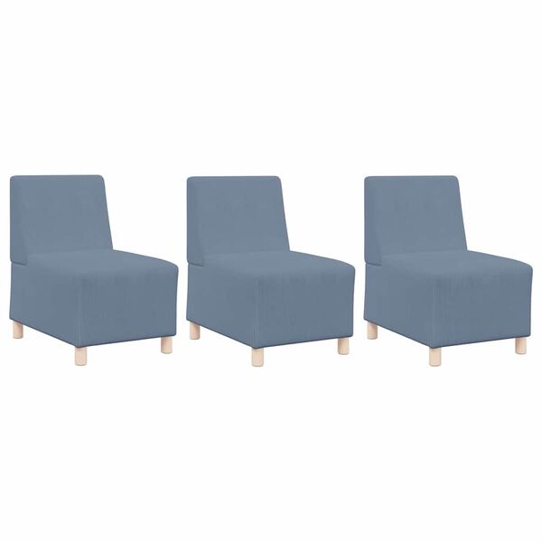 vidaXL Bezr&uacute;čkov&aacute; modul&aacute;rna sofa jednotka 3 pcs Modr&aacute; 55 x 74 x 82 cm