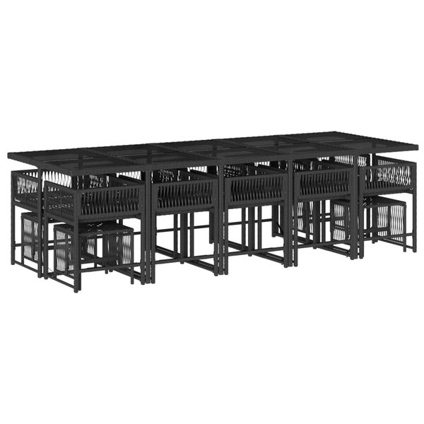 vidaXL 15-dielna z&aacute;hr. jed&aacute;lensk&aacute; s&uacute;prava s vank&uacute;&scaron;mi čierna polyratan