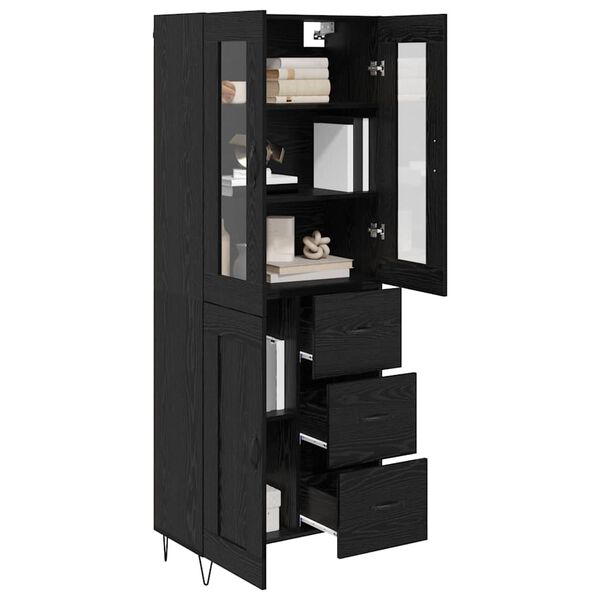vidaXL Highboard Čierny dub 69,5 x 34 x 90 cm Kompozitn&eacute; drevo