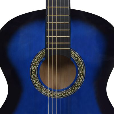 vidaXL 12-dielna klasická gitarová sada pre začiatočníkov modrá 4/4 39"
