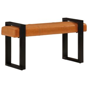 vidaXL Lavička čierno-hned&aacute; 110 cm prav&aacute; kozia koža