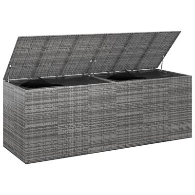 vidaXL Záhradný box na vankúše z polyratanu 291x100,5x104 cm sivý