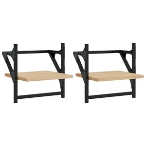 vidaXL N&aacute;stenn&eacute; police s tyčami 2 ks dub sonoma 30x25x30 cm