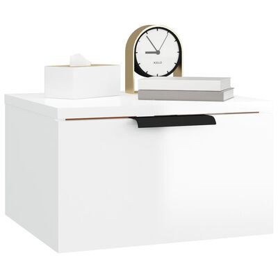 vidaXL Nástenný nočný stolík lesklý biely 34x30x20 cm