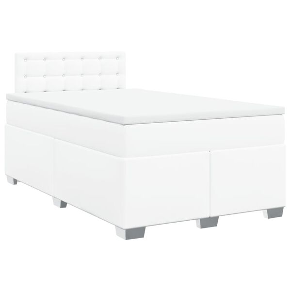vidaXL Boxspring posteľ s matracom biela 120x200 cm umel&aacute; koža