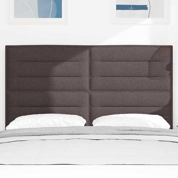 vidaXL LED hlavov&aacute; doska s čelnou doskou Tmavohned&aacute; 144 cm Polyester