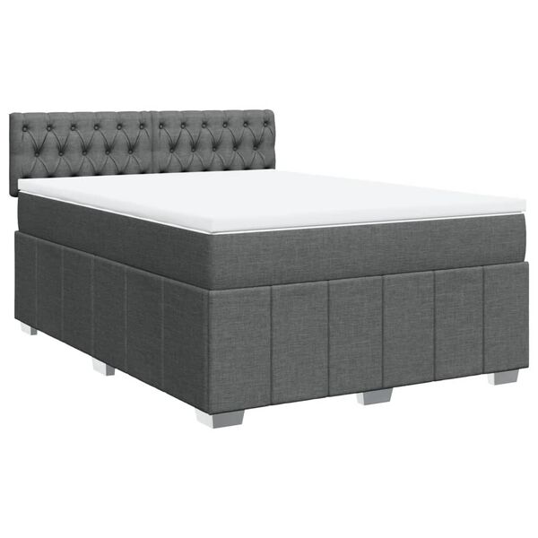 vidaXL Boxspring posteľ s matracom tmavosiv&aacute; 140x190 cm l&aacute;tka