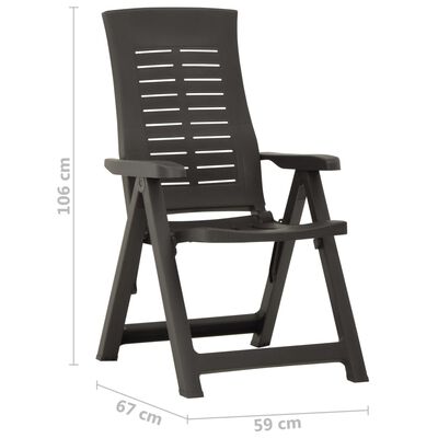 vidaXL Záhradné sklápacie stoličky 2 ks plastové antracitové