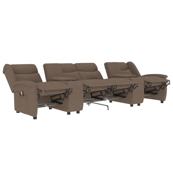 vidaXL 4-miestne sklápacie masážne kreslo+držiaky na poháre, sivohnedé
