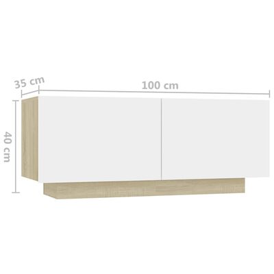 vidaXL Nočný stolík biely a dub sonoma 100x35x40 cm drevotrieska