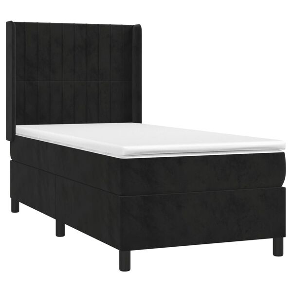 vidaXL Posteľn&yacute; r&aacute;m boxspring s matracom čierny 90x190 cm zamat