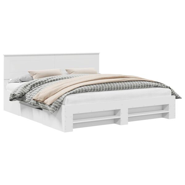 vidaXL R&aacute;m postele s čelnou doskou Biela 200 x 200 cm Kompozitn&eacute; drevo