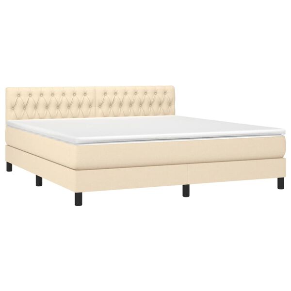 vidaXL Posteľn&yacute; r&aacute;m boxspring s matracom kr&eacute;mov&yacute; 180x200 cm l&aacute;tka
