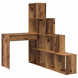 vidaXL Rohov&yacute; st&ocirc;l s poličkou Star&eacute; drevo 101,5 x 149,5 x 149,5 cm