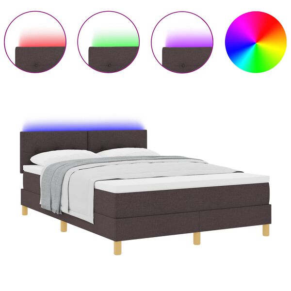 vidaXL LED box s pružinami s matracmi Tmavohned&aacute; 140 x 190 cm l&aacute;tka