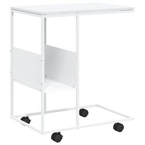 vidaXL Pr&iacute;ručn&yacute; stol&iacute;k s kolieskami biely 55x36x63,5cm spracov. drevo