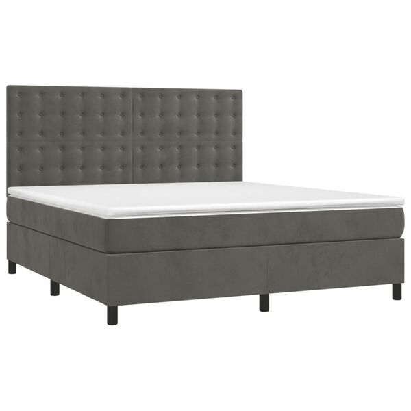 vidaXL Posteľn&yacute; r&aacute;m boxspring s matracom tmavosiv&yacute; 180x200 cm zamat