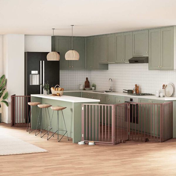 vidaXL Br&aacute;na pre psa s dvere sklad. 10pan. hned&aacute; 800cm topoľov&eacute; drevo