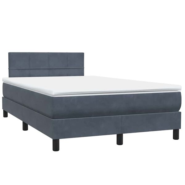 vidaXL Posteľn&yacute; r&aacute;m boxspring s matracom tmavosiv&yacute; 120x220 cm zamat