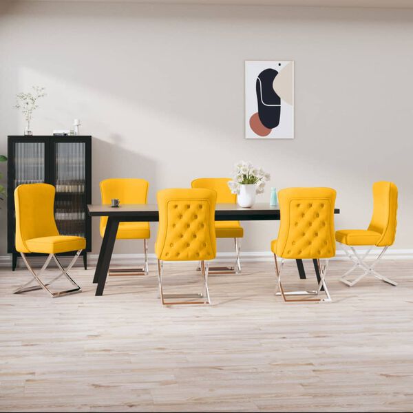 vidaXL Jed&aacute;lensk&eacute; stoličky 6 ks horčicovo-žlt&eacute; zamat