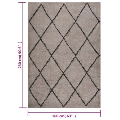 vidaXL Chlpatý koberec s vysokým vlasom béžový a antracitový 160x230cm
