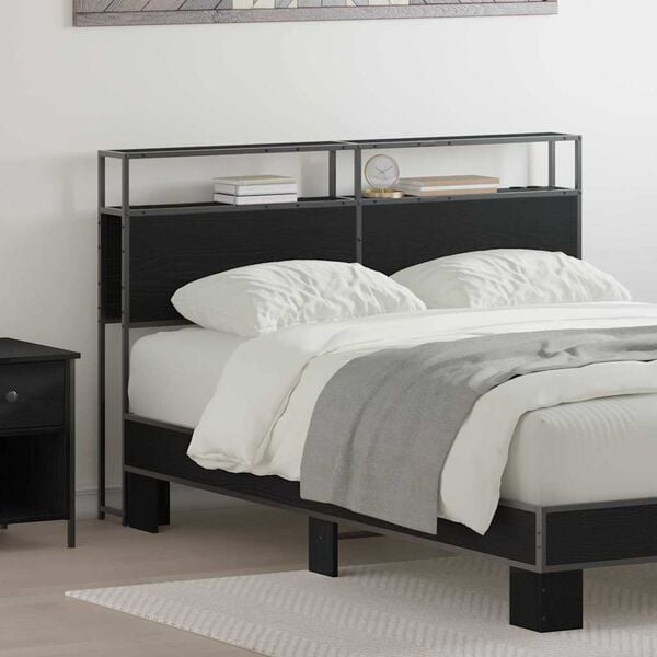 vidaXL &Uacute;ložn&eacute; čelo s poličkou Čierny dub 135 cm Kompozitn&eacute; drevo