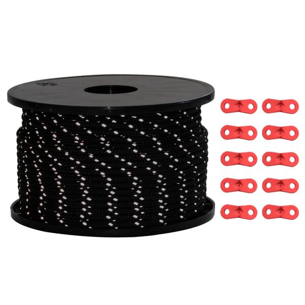 vidaXL Stanové lano s reflexnými pásikmi a napinákmi 50 m 5 mm