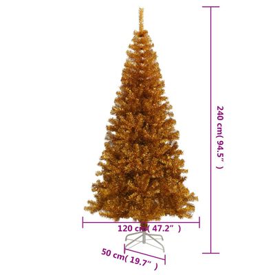 vidaXL Umelý vianočný stromček so stojanom, zlatý 240 cm, PET