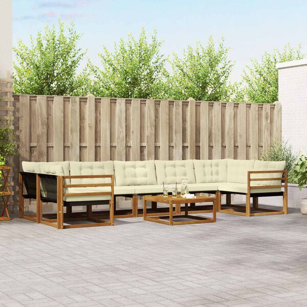 vidaXL Z&aacute;hradn&aacute; s&uacute;prava gaučov s vank&uacute;&scaron;om 8 pcs Pr&iacute;rodn&aacute; a kr&eacute;mov&aacute;