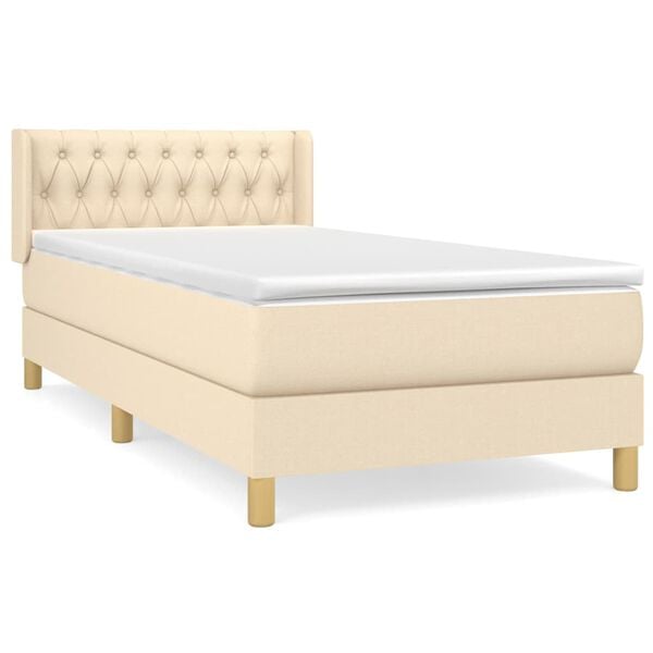 vidaXL Boxspring posteľ s matracom kr&eacute;mov&aacute; 100x200 cm l&aacute;tka