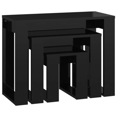 vidaXL Zasúvacie stolíky 3 ks, lesklé čierne, kompozitné drevo