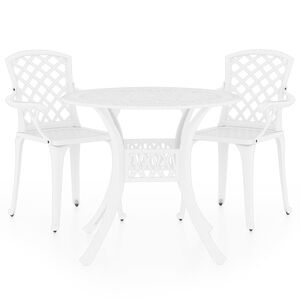 vidaXL 3-dielna bistro s&uacute;prava biela liaty hlin&iacute;k