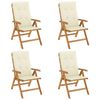 vidaXL Sklápacie záhradné stoličky a podložky 4 ks tíkový masív