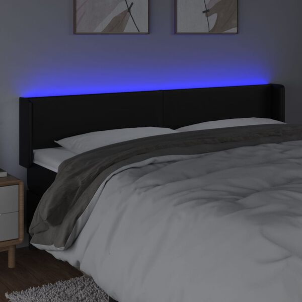 vidaXL Čelo postele s LED čierne 183x16x78/88 cm umel&aacute; koža